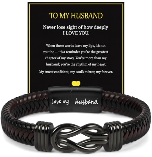 Aolso gåvor för son/barn/make/pappa, herrarmband, flätat läder oändlighetsknut armband, födelsedagspresenter alla hjärtans present julklapp för män tonårspojkar, En storlek, Rostfritt stål