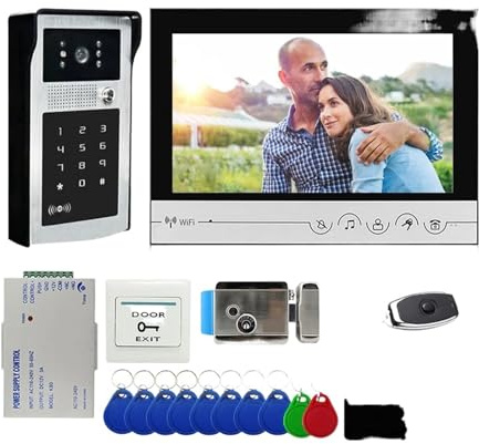 9 Tums 4-i-1-låsning Wifi-dörrklocka Videointercom-system Videodörrtelefon Lösenordskamera Med Elektriskt Styrdörrlås Tydlig Display Skydd Alla Väder