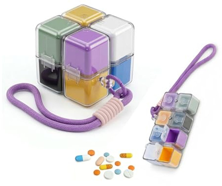 Homirty Pastillero Pequeño, Caja de Pastillas con 8 Compartimentos, Organizador de Pastillas 7 Días, Dosificador Comprimidos, Organizador Medicamentos, Pastillero Diario Semanal para Viajes Uso Diario