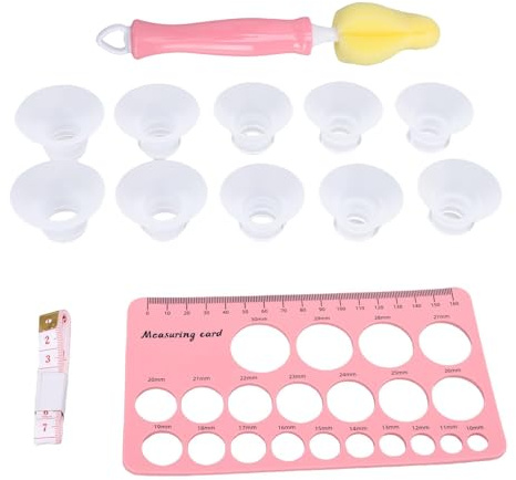 Hyuduo Kit Inserti Flangia per Righello Capezzoli, Strumento di Misurazione Flangia in Silicone Morbido con 10 Inserti per Tiralatte, Ideale per le Mamme Che Allattano
