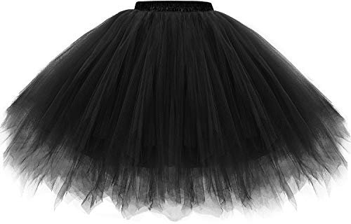 Gardenwed Tutu Damen tüllrock Damen tütü Petticoat Unterrock Karneval kostüm tüllrock schwarz Tutu Black L
