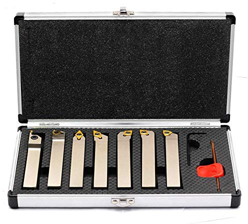 OSCARBIDE 5/8Shank Nickel Plated Indexable Lathe Turning Tool Holder 7 Pieces/Set,Heavy-Duty CNC Metal Lathe CuttingTools for Turning Grooving Threading Cut Off