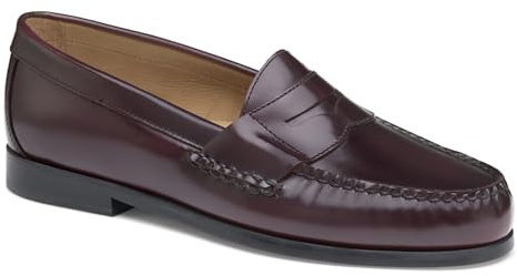 Johnston & Murphy Men's Hayes Penny Loafer Dress Casual Shoe, Burgundy Polished Full Grain, 9.5