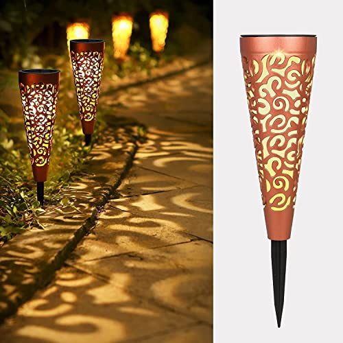 Bonsery Luci solari per esterni impermeabili IP65, confezione da 6 luci solari decorative da giardino, luci solari per vialetti, luci solari alimentate a energia solare, per paesaggio, cortile, prato,
