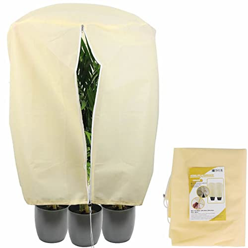DEWUR 80x80x100cm 80g/m² Winterschutz für Kübelpflanzen Pflanzen, Frostschutz Pflanzen Winter Jutesack Pflanzenabdeckung Pflanzenhauben für Olivenbaum Palmen