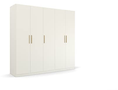 Rauch Möbel Skandi by Quadra Spin Schrank Drehtürenschrank, Weiß, 5-trg., inkl. 3 Kleiderstangen, 3 Einlegeböden, BxHxT 226x210x54 cm