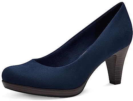 MARCO TOZZI Escarpins pour Femme avec Talon Entonnoir végétalien, Bleu Marine, 40 EU