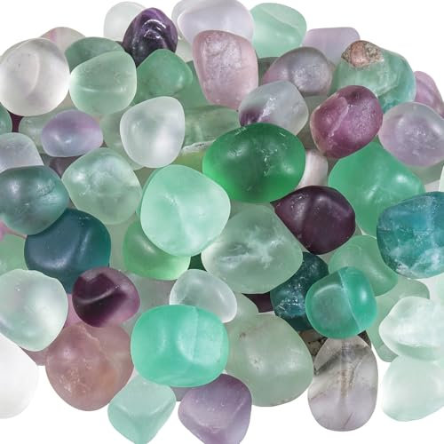 dssmboom 460 g Natürliche Trommelsteine Kristallsteine für Vasenfüller, Unregelmäßige Dekorative Steine für Haus Büro und Chakra-Ausgleich, Matt Fluorit