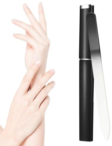 per unghie in vetro – per unghie riutilizzabile, per unghie in vetro incisa, professionale portatile con custodia, lime a doppio lato, per manicure e pedicure, cura delle unghie