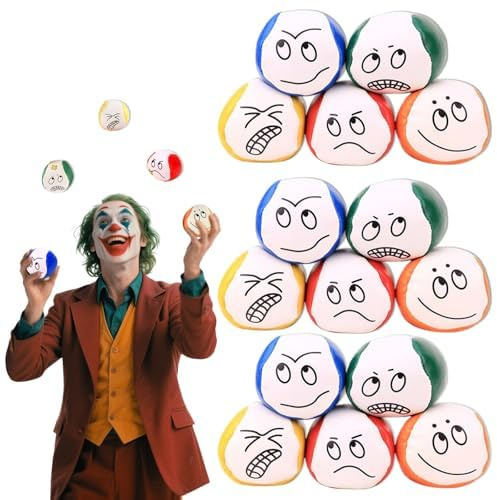 15 Pièces Balles de JonglageBalles de Jonglage pour débutants Kit Cirque Balles Jonglage, Balles à Jongler Débutant, Motifs Émoji Amusants, Facile à Prendre en Main, Haute Durabilité, Multicolore