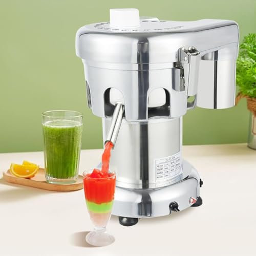 Kommersiell juicepress 370W, 2800 rpm elektrisk juicepress i rostfritt stål, kraftig frukt- och grönsakspressare, automatisk centrifugaljuicer, 80-100 kg/timme