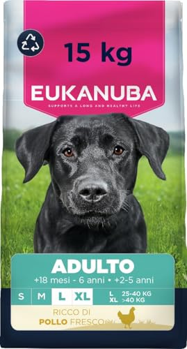 Eukanuba Hundefutter Trocken mit frischem Huhn für große Rassen, Premium Trockenfutter für ausgewachsene Hunde, 15 kg