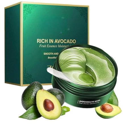 Mascarilla de Aguacate para Ojos (60 unidades), Mascarilla Hidratante de Colágeno para Ojos, ideal para mejorar la piel seca del contorno de ojos, suavizarla y rejuvenecerla.