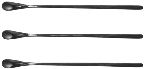 MINAOLULUS Cuillères Lot de 3 pour Nourrir Les Reptiles et Petits Animaux en Acier Inoxydable Noir Design Simple et Fonctionnel, pour Terrarium