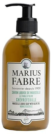 MARIUS FABRE - Savon liquide de Marseille à l'huile d'olive, parfumé au chèvrefeuille, mains et corps, flacon pompe 400ml