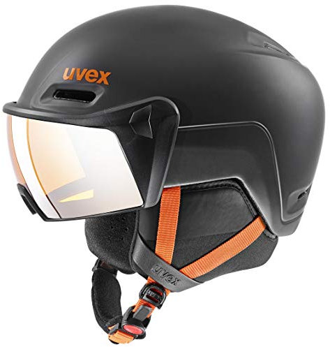 uvex hlmt 700 Visor - sicherer Skihelm für Damen und Herren - individuelle Größenanpassung - mit Visier - Dark Slate orange - 52-55 cm