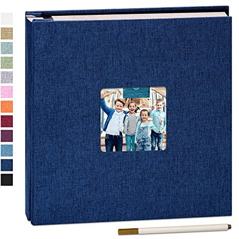 Yopih Album fotografico adesivo 40 pagine copertina in lino Scrapbook 28 x 27 cm album fai da te oversize conservazione bambino crescita matrimonio viaggio famiglia regalo