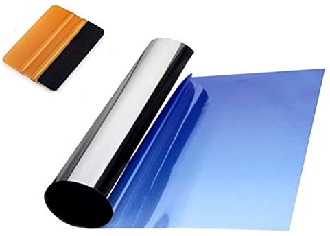 Bande de Film Pare-Soleil à Fixer sur Le Pare-Brise Couleur graduelle Transparente Non métallisée pour l'ombrage et la Filtration du Haut (Bleu)