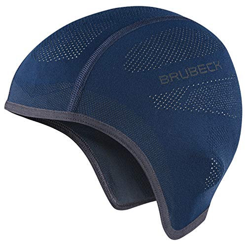 BRUBECK Windschutz Sportkappe | Elastisches Material | Atmungsaktiv | Reitermütze | Ski | Boulder Unterhelmkappe| HM10020A, Gr. L/XL, Navy Blue
