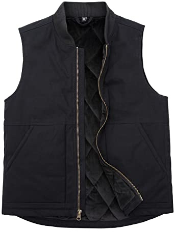 Arctic Gilet de travail matelassé doublé et délavé avec fermeture éclair intégrale en toile robuste pour homme, noir, XX-Large