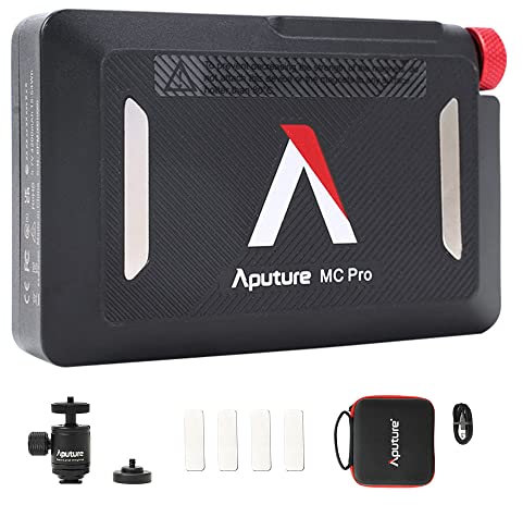 Aputure MC Pro RGBWW Mini LED Videoleuchte Mini tragbares On-Camera Filmlicht mit 2000K-10000K CCT-Bereich,App mit USB-C PD und kabellosem Laden (Aktualisiert)