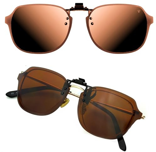 CREYESTAL Clip Lunettes de Soleil Polarisées, Relevable et Ultra léger, Surlunettes de soleil, Clip Solaire, Homme, Femme, 100% Anti-UV, Certifié CE
