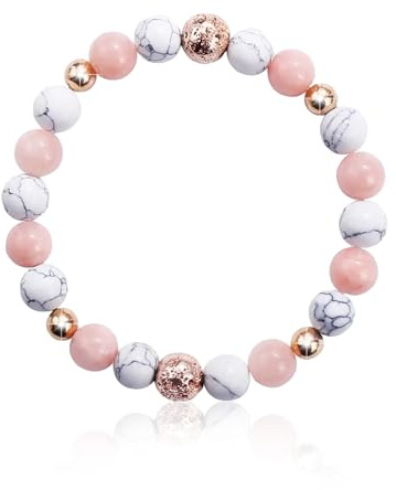 COACOM 1 Pièce Bracelet De Perles De Cristal Rose, Perles D'espacement Turquoise Blanches, Fait à La Main, Bracelet De Mode Pour Femmes, Accessoires Pour Les Mains, Cadeau Approprié Pour Les Amis