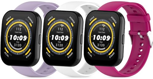 RenSheng 3 st remmar kompatibla med Amazfit Bip 5 armband, 22 mm mjukt silikon andningsbart sportband Amazfit Bip 5 remmar utbytbara armband