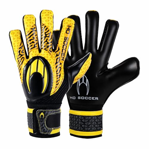 HO Soccer HG Initial NG HARDGROUND Guantes de Portero, Unisex Niños, Negro/Amarillo, 5,5