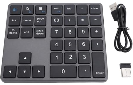 Bluetooth-numeriska Tangentbord, Laddningsbart Trådlöst Numeriskt Tangentbord, 35 Tangenter Externt Numeriskt Tangentbord, Datainmatningstangentbord för OS X Laptop Desktop (Grå)