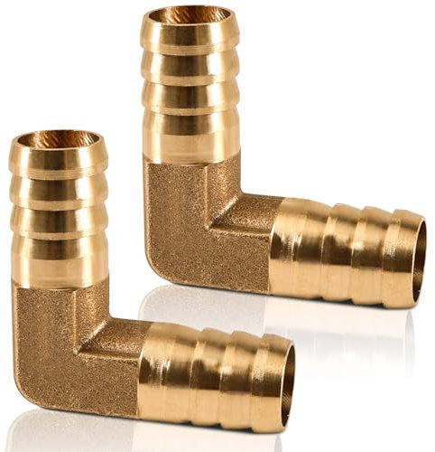 Lot de 2 raccords coudés en laiton - 19 mm - Pour raccord de tuyau coudé - Adaptateur de tuyau en laiton 90° - 2 voies en forme de L - Pour eau, huile, air, carburant