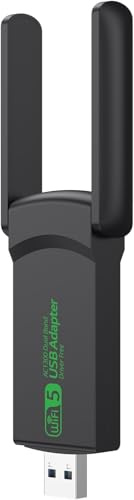 Clé USB WLAN pour PC, clé Internet 1300 Mbps USB 3.0 Dual Band 2,4 GHz/5 GHz, adaptateur WLAN PC avec 2 antennes pour ordinateur portable/bureau, prend en charge Windows 11/10/8.1/8/7/Vista/XP