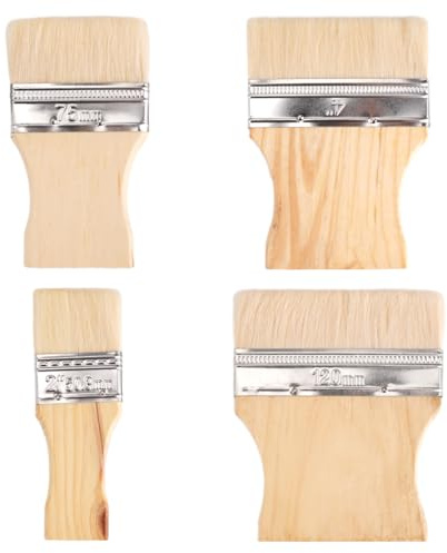 Set de 4 Pinceau Plat Peinture avec Manche en Bois