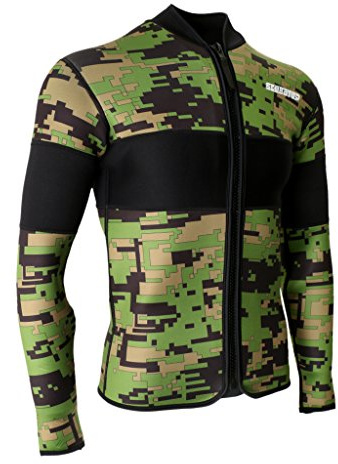 Giacca da snorkeling da 2,5 mm, in neoprene, colore: verde mimetico