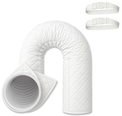 VIRELLO Copertura isolata per tubo del condizionatore d'aria, 203 cm, portatile, con elastici per isolamento termico e risparmio energetico, tessuto Oxford, bianco