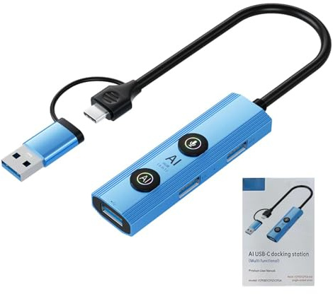 OPPWONG Språköversättare, Smart AI-dockningsstation, Multifunktionell USB-hubb för Röstöversättning med GPT Deepseek, 129 Språköversättare, Idealisk för Affärsinlärning (Dubbelt gränssnitt)