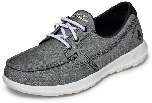 Skechers Women's Go Walk Lite - Isla Boat Shoe, Black/White, 10