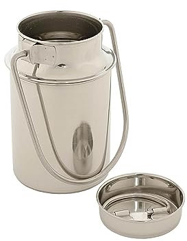 Pot à lait inox 2,5l - Pot à lait - pour café lait sauces - 22cm de haut - pot à lait avec couvercle - anse récipient de transport - pot à lait déco - pot à café - pot à vin