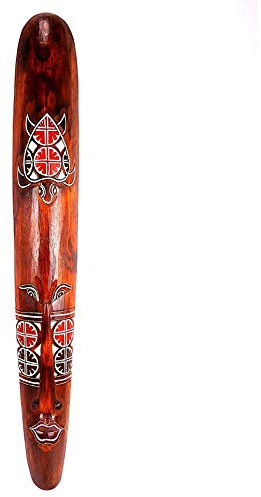 Coco Papaya Grand masque 100cm décor tortue batik colorée en bois