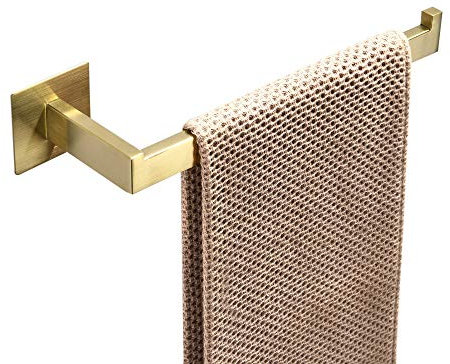 WOMAO Handtuchhalter Gold Ohne Bohren, Selbstklebend Handtuchring 30cm Gebürstet Edelstahl Duschwand Badezimmer Küche zum Kleben Kurze Handtuchstange