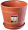 KADAX Pot de Fleurs en Plastique avec Soucoupe pour Intérieur et Extérieur, Catche-Pot Imitant l'aspect du Bois, Conçu en Forme de Tonneau (Terre Cuite, 17 cm)