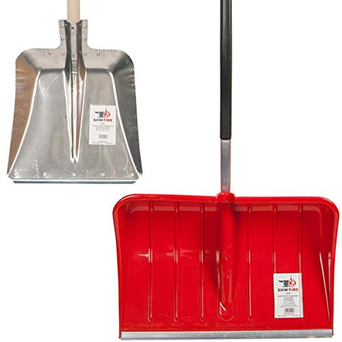 SHW-FIRE Kunststoff-Schneeschieber und praktische Aluschaufel - Effizient durch den Winter
