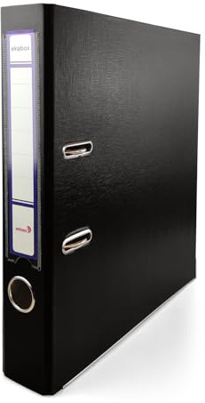 Netuno Mapp mapp svart 2-ringmapp Ekobox mapp organiserare 5 cm A4 smal av kartong för kontor hylla mappar kontor skrivbord skrivbord