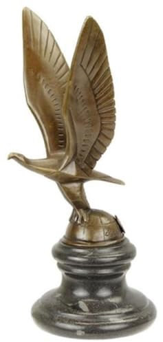 Casa Padrino Scultura in Bronzo Art Deco di Lusso Aquila su Globo con Base in Marmo Bronzo/Nero 11 x 11,5 x A. 22,8 cm - Figura in Bronzo - Figura Decorativa - Accessori Decorativi