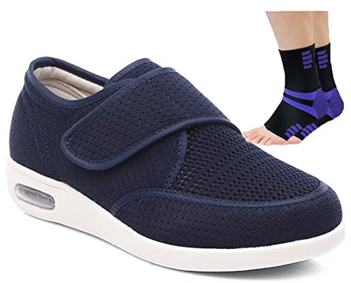 Aocase Zapatillas para Diabéticos Mujeres Pies Hinchados Zapatos para Caminar Zapatos de Edema Ajustables Ancianos Sandalias Ortopédicas Antideslizantes Extra Anchas,Azul,40EU
