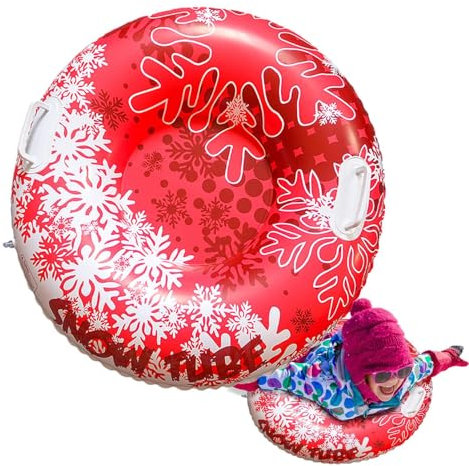 Holdes Schneeschlitten für aufblasbares Schneeschlitten – aufblasbarer Schlitten für Schlitten mit 2 Griffen – faltbares Winterspielzeug für den Außenbereich, aufblasbarer Schneeschlitten für und