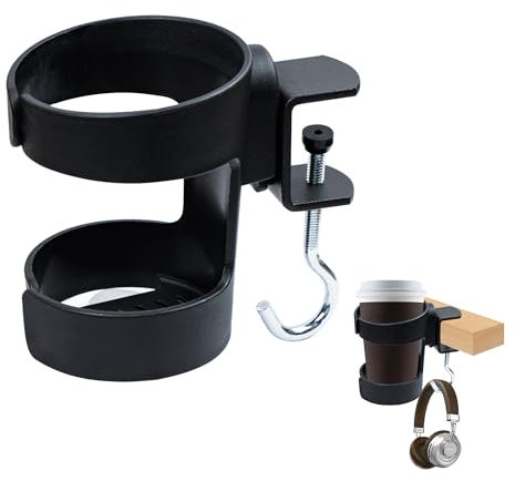 Portavasos Organizador Vasos,Sujeta Vasos Accesorios Escritorio,Posavasos Barco con Gancho Desmontable para Mesas de Oficina y de Juego,Negro