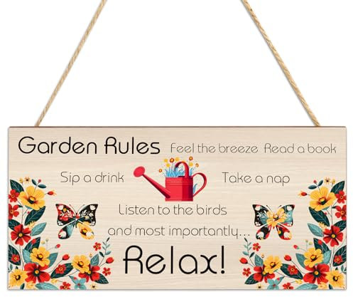 Wixelon Garden Sign, Decorative Wooden Sign for Garden, Home, Porch, Bedroom, 20cm x 10cm, Landscape Orientation, Wall Mount, 1 Count