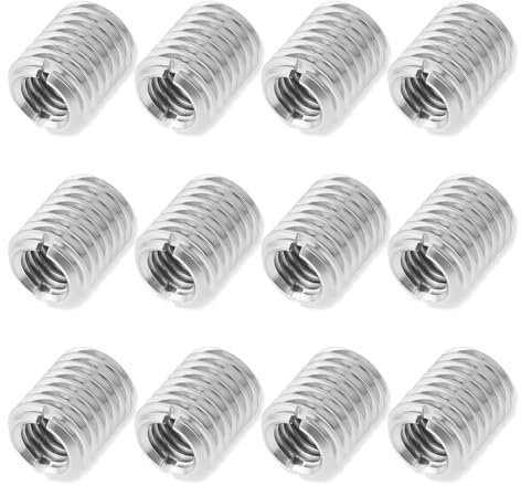 GGUFAY 12 Insertos de Rosca, Interior M6 Exterior M8 Largo 15 MM,Tuerca de Inserción de Acero Inoxidable Manguito de Reparación Tornillo de Buje Roscado,Tuercas Rápidas para Reparación de Roscas