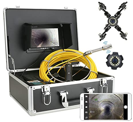 Fotocamera fognaria 2 0m/30m/40m/50m 51 Camera di ispezione del tubo del tubatura da 2Hz Transmit Camera da ispezione del drenaggio fognario da 7 pollici con wifi wireless DVR IP68 per Fognature(30m)
